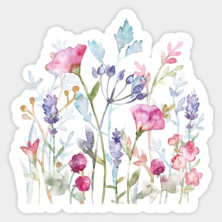 watercolor flower field Sticker